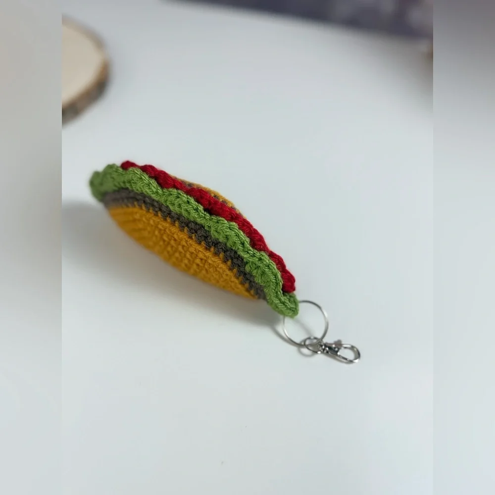 Handcrafted Taco Keychain Crochet Amigurumi